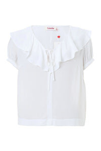 Louche Eloise Moss Crepe Frill Collar Blouse - Off White