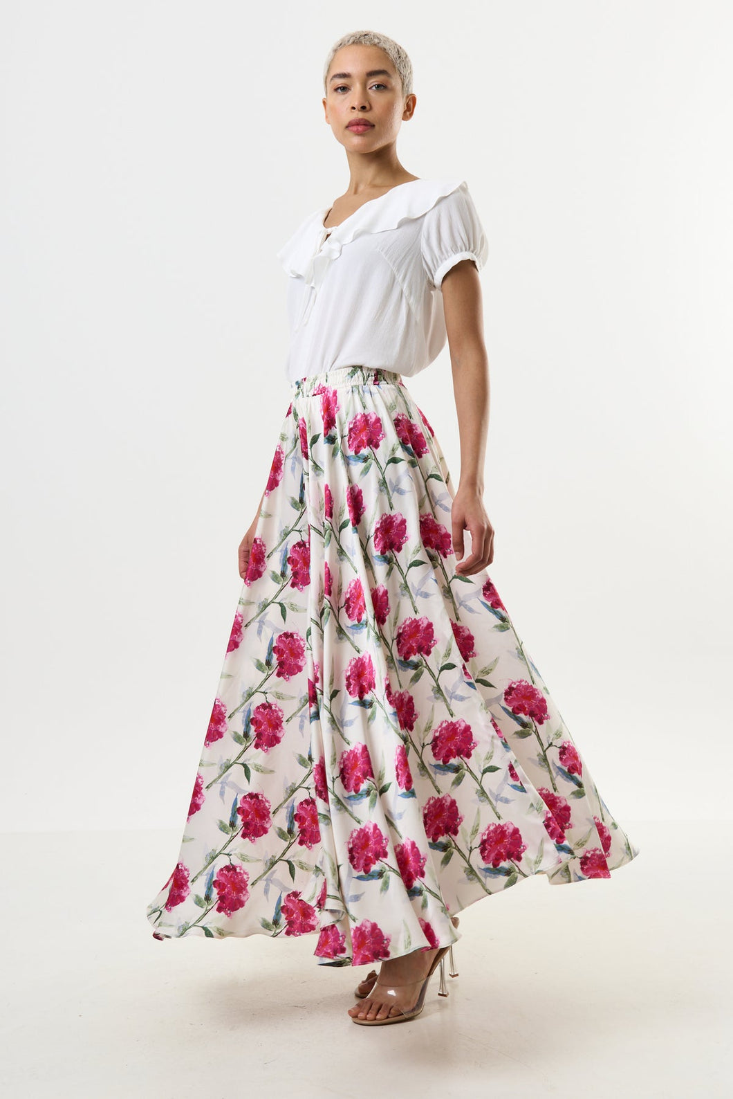 Louche Agatha Loveflower Print Circle Midi Skirt