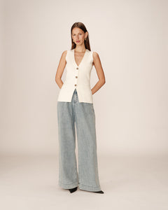 Grace And Mila Panama Waistcoat Ecru
