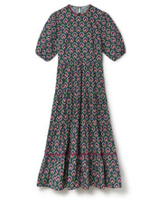 Load image into Gallery viewer, Puff Sleeves Tiered Poplin Midi Dress

