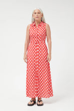 Load image into Gallery viewer, Polka Dots Red Midi Shirt Dress
