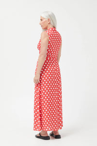 Polka Dots Red Midi Shirt Dress