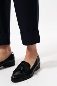 Bayeux Sustainable Satin Back Trousers Navy