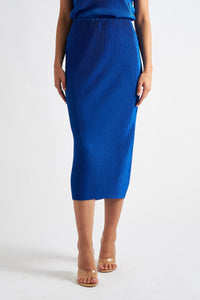 Maylis Pleat Midi Skirt Cobalt Blue