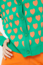 Load image into Gallery viewer, Green Heart Intarsia Cardigan
