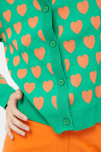 Green Heart Intarsia Cardigan