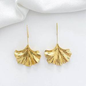 Drop Fan Gold Earrings