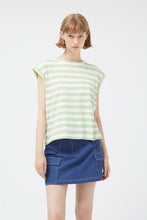 Load image into Gallery viewer, Green Striped Shoet Sleeve T-Shirt
