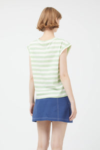 Green Striped Shoet Sleeve T-Shirt
