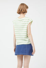 Load image into Gallery viewer, Green Striped Shoet Sleeve T-Shirt
