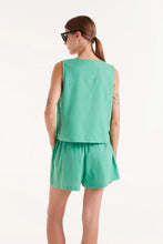 Load image into Gallery viewer, Compania Fantastica Green Button Down Top
