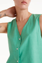 Load image into Gallery viewer, Compania Fantastica Green Button Down Top
