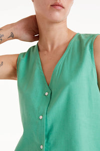 Compania Fantastica Green Button Down Top