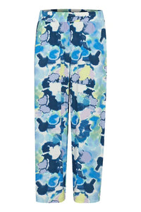 Byoung Joella Crop Trousers Blue Watercolour Mix
