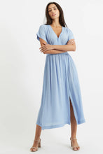 Load image into Gallery viewer, Unity Petite Dot V-Neck Midi Dress Blue
