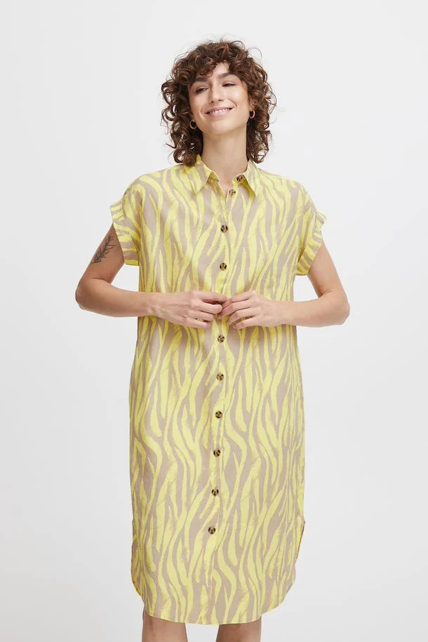 Byoung Byfalakka Shirt Dress Sunny Lime Animal  Print
