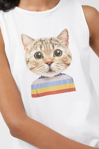 Cat Print Vest Top