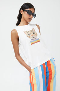 Cat Print Vest Top