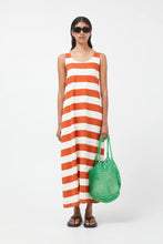 Load image into Gallery viewer, Orange Stripes Cotton Maxi Dress
