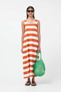 Orange Stripes Cotton Maxi Dress