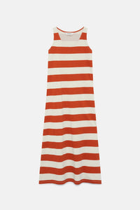 Orange Stripes Cotton Maxi Dress