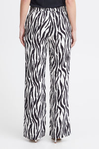 Byoung Byfalakka Linen Mix Animal Print Trousers Black