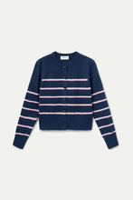 Load image into Gallery viewer, Compania Fantastica Navy Blue And Pink Stripe Cardigan
