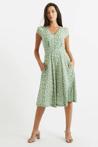 Cathleen Midi Periwinkle Dress Green