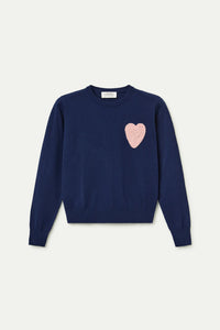 Compania Fantastica Navy Jumper With Heart Embroidery