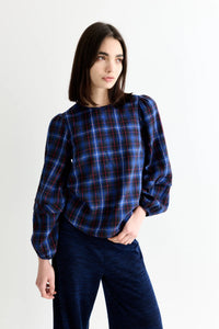 Louche Rivka Winter Check Blouse Blue
