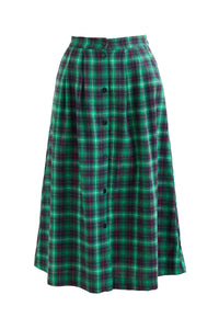 Louche Bia Winter Check Button Through Skirt – Green