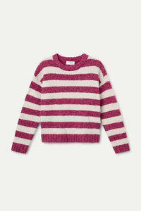 Compania Fantastica White And Fuchsia Stripe Jumper