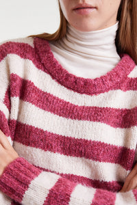 Compania Fantastica White And Fuchsia Stripe Jumper