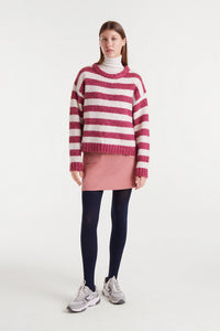 Compania Fantastica White And Fuchsia Stripe Jumper