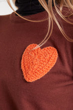 Load image into Gallery viewer, Compania Fantastica Brown Fine Knit Jumper With Embroidered Heart

