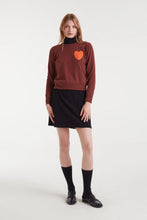 Load image into Gallery viewer, Compania Fantastica Brown Fine Knit Jumper With Embroidered Heart
