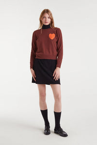 Compania Fantastica Brown Fine Knit Jumper With Embroidered Heart