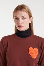 Load image into Gallery viewer, Compania Fantastica Brown Fine Knit Jumper With Embroidered Heart
