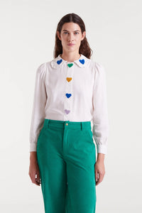 Compania Fantastica Heart Embroidery White Shirt