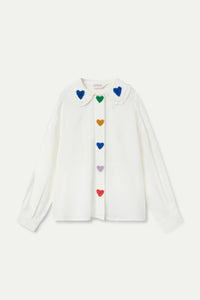 Compania Fantastica Heart Embroidery White Shirt