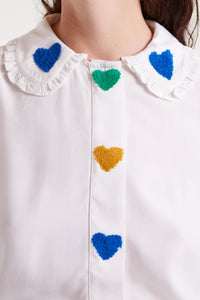Compania Fantastica Heart Embroidery White Shirt