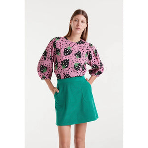 Compania Fantastica Morango Print Seersucker Top