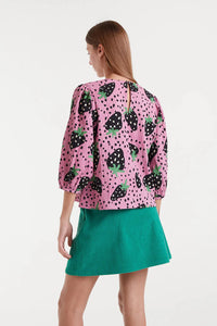Compania Fantastica Morango Print Seersucker Top