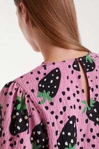 Compania Fantastica Morango Print Seersucker Top