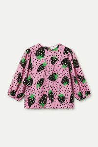 Compania Fantastica Morango Print Seersucker Top