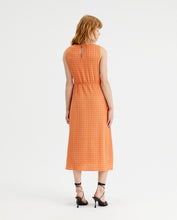 Load image into Gallery viewer, Compania Fantastica Orange crinkled midi dress with side slits
