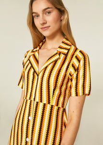 Striped Mafaldine Print Midi Dress