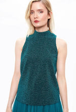 Load image into Gallery viewer, Louche Krista Turtle Neck Lurex Sleeveless Top Petrol
