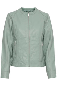 Byoung Byacom Faux Leather Jacket Green