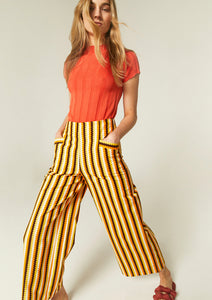 Striped Mafaldine Print Straight Legs Trousers